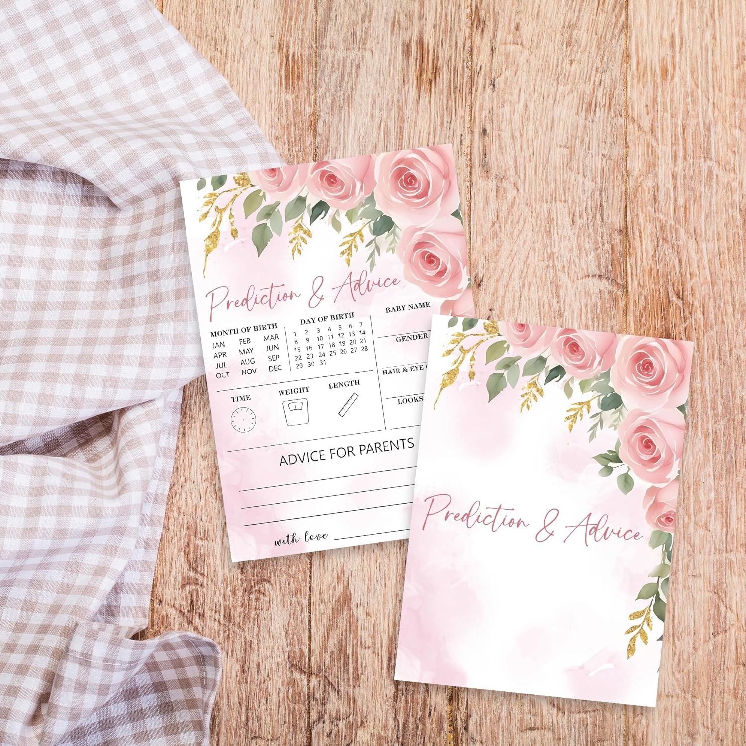 Floral Baby Shower Game Kit, 30 Prediction & Advice Cards, Baby Boy Girl, Gender Reveal Games, Baby Shower Party Favors, 5 X 7 Inches, Adults, 100+ Years, Card Game