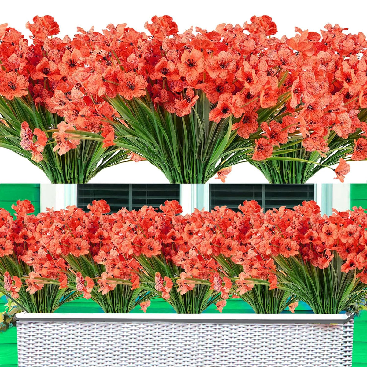 20 Bundles Artificial Flowers Outdoor Uv Resistant Fake Flowers No Fade For Patio Porch Window Box Home Wedding Farmhouse Decor (Orange)