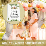 Woodland Baby Shower Party Self-Standing Book Request Sign & 50 Book Request Cards, Wild Animal Themed Book Request Card, Safari Jungle Baby Shower Decor, Baby Gender Reveal Party Game - Book-B01