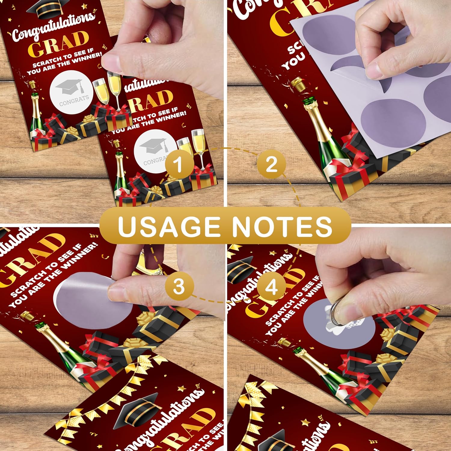 Graduation Games, Scratch Off Graduation Party Game, Grad Party Scratch Games For Adults, Red Gold Congrats Grad Raffle Tickets, Graduation Party Favors Supplies, 50 Pack (03)