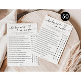50 Baby Shower Over Under (50-Cards) Fun Baby Shower Game Activity, Gender Neutral Boy Or Girl, Minimalist