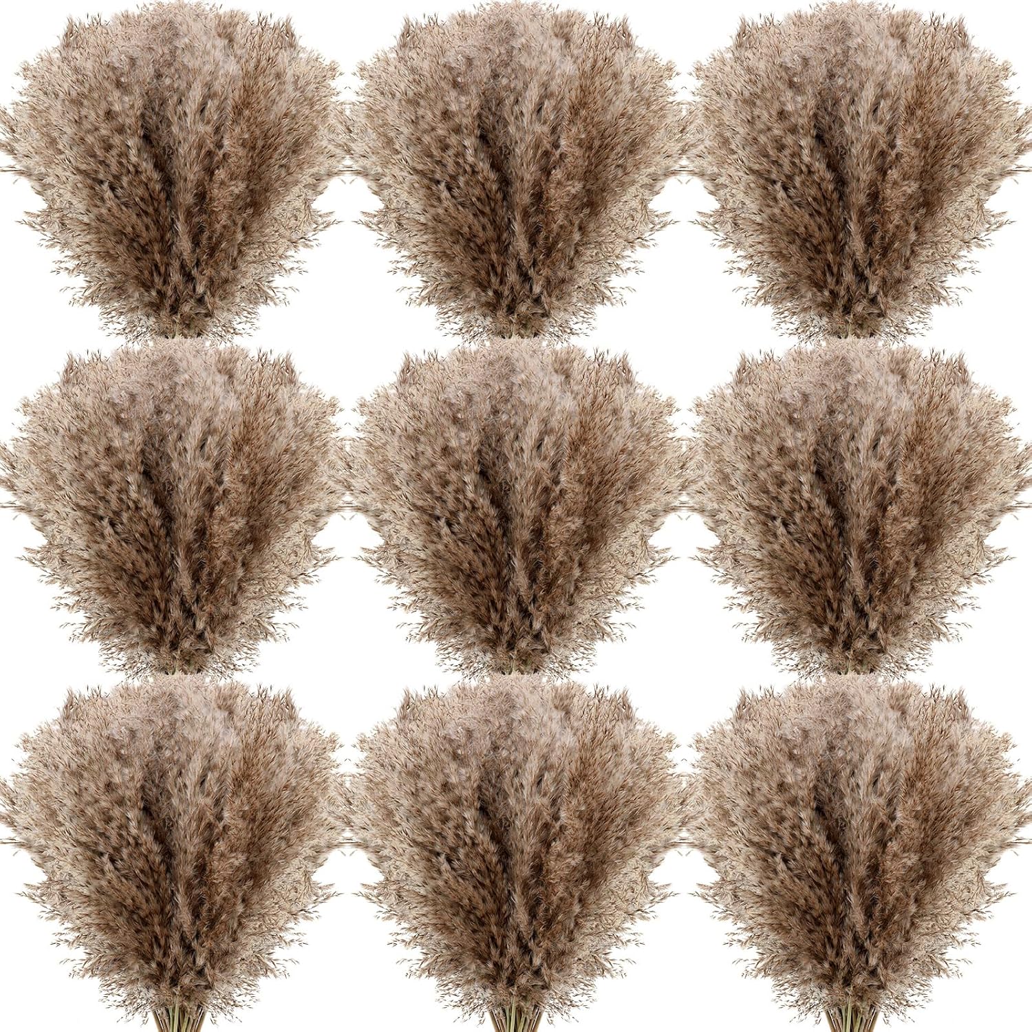 250 Pcs Dried Pampas Grass Decor 17 Inch Bulk Natural Small Pompous Wild Fluffy Pampas Floral Boho Decor Flowers For Wedding Party Farmhouse Home Bathroom Office Kitchen (Brown)