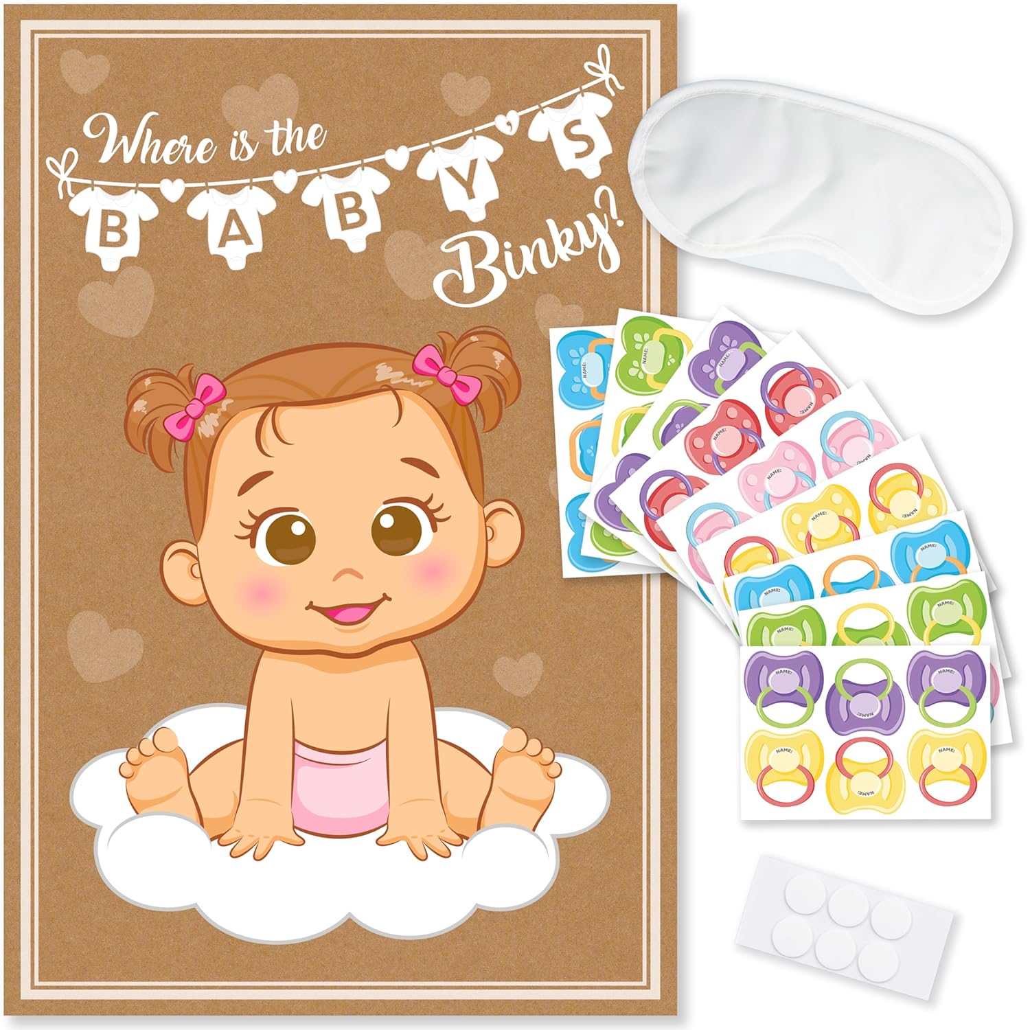 Funny Baby Shower Games For Girl, Pin The Pacifier On The Baby Game, Where Is The Baby’S Binky, Pin The Dummy