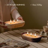 3 Wick Dough Bowl Candle, Vanilla Scented Candle With Brown Wooden Bowl, 10 Inch Large Soy Wax Candle For Home Decor, Living Room, Bedroom, Christmas Gifts For Men & Women