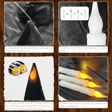 Floating Candles With Wand, 12Pcs Magic Hanging Candles, Floating Light Up Witch Hats With Flameless Candle With Wand Remote, Witch Hat 3D Bats Wall Stickers Decorations For Halloween Party