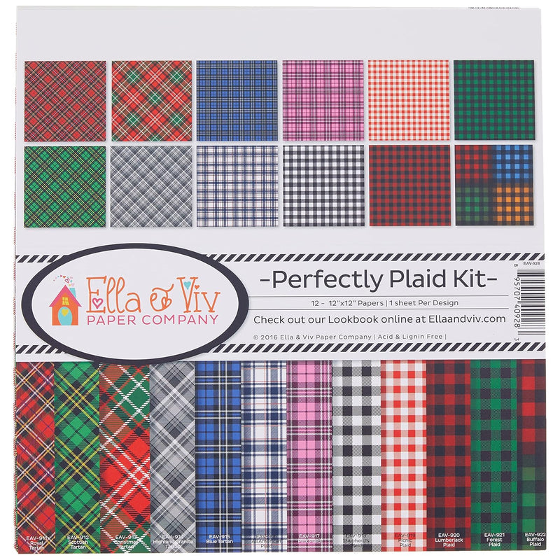 Ella & Viv By Eav-928 Ella & Viv Perfectly Plaid Scrapbook Collection Kit Ella