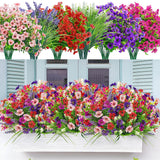 24 Bundles Artificial Flowers For Outdoor Fake Spring Flowers Plants Uv Resistant For Home Garden Porch Window Wedding Decor