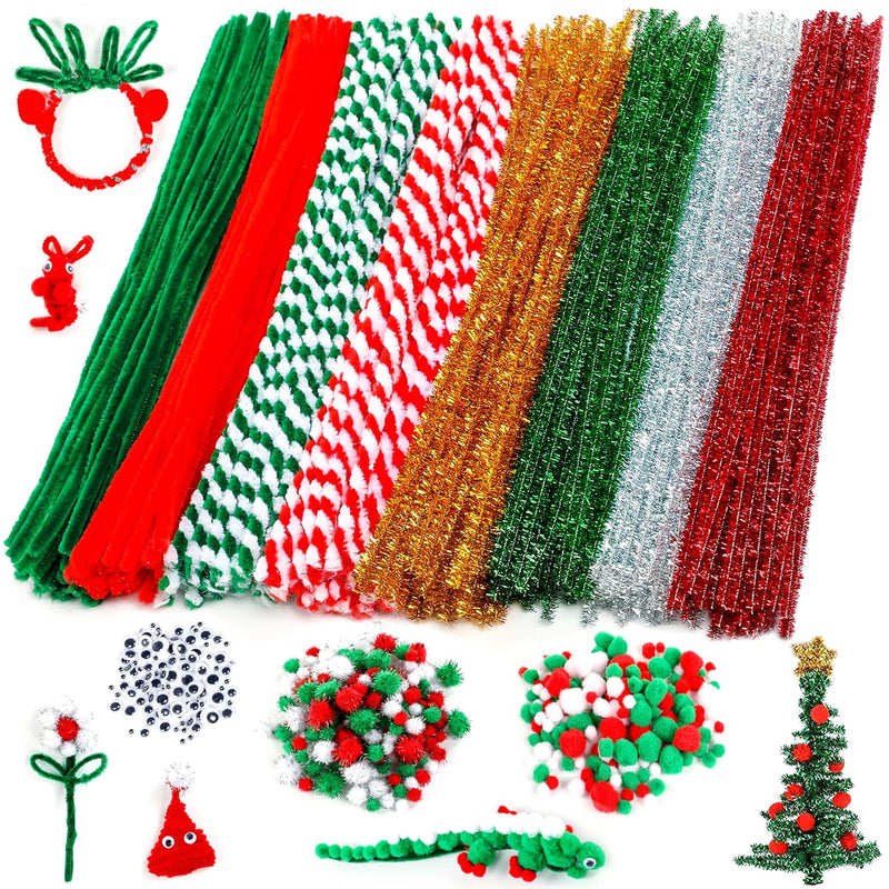 Christmas Pipe Cleaners,700 Pcs Pipe Cleaners Craft Set Including 200 Pcs Pipe