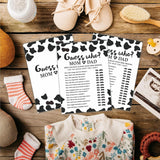 30 Cow Prints Guess Who Mom Or Dad Baby Shower Game, 5 X 7 Inches Double Sided Fill-In Game Cards For Boys Or Girls, Gender Neutral Party Favor & Supplies-(C03)