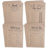 Wedding Bridal Shower Games, Fun Activities, Kraft Minimalist Style - Guest Quest, He Said She Said, What'S In Your Phone And Would She Rather