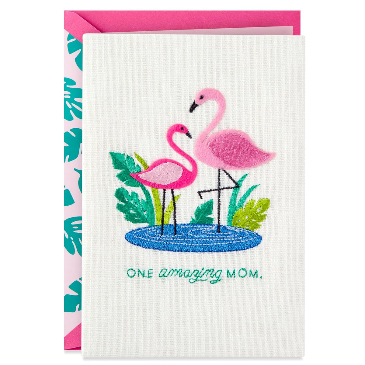 Hallmark Signature Mothers Day Card (Embroidered Flamingos) (899MBC1067)