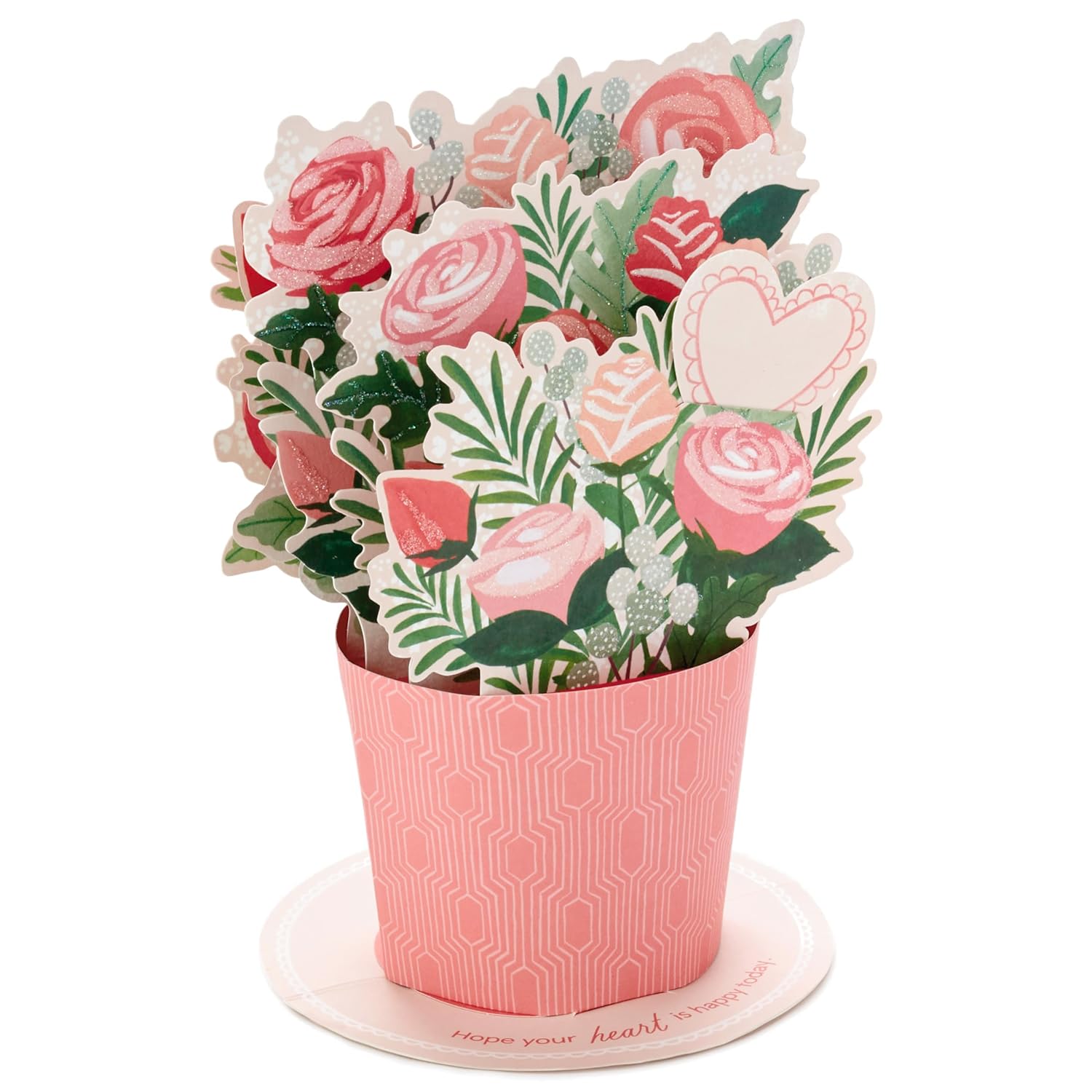 Hallmark Valentines Day Pop Up Card, Bouquet of Pink Flowers (Happy Heart) Paper Wonder 3D Card