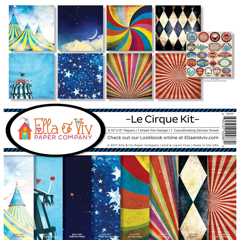 Ella & Viv By Eav-987 Le Cirque Scrapbook Collection Kit, 12X12 Inches