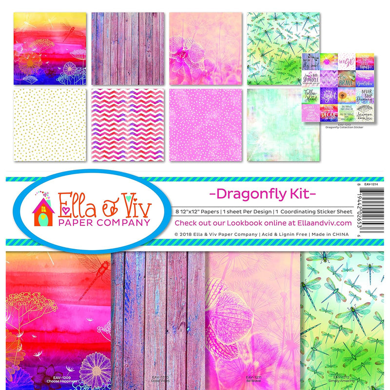 Ella & Viv By Dragonfly Scrapbook Collection Kit, Multicolor 12X12 Inches