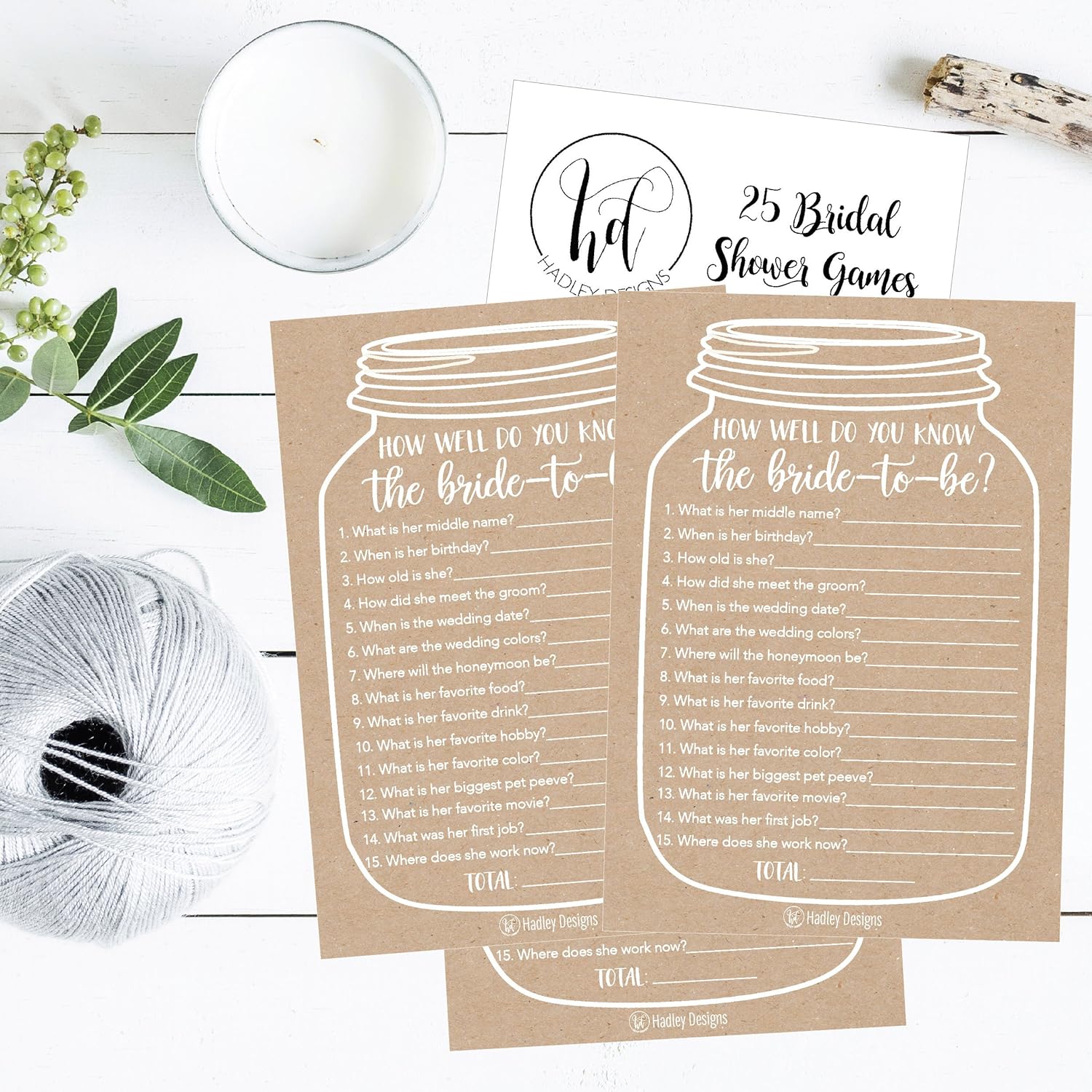 25 Cute Rustic How Well Do You Know The Bride To Be Bridal Wedding Shower, Bachelorette Party Game, Couples Guessing Question Set Of Cards Pack Unique Printed Engagement