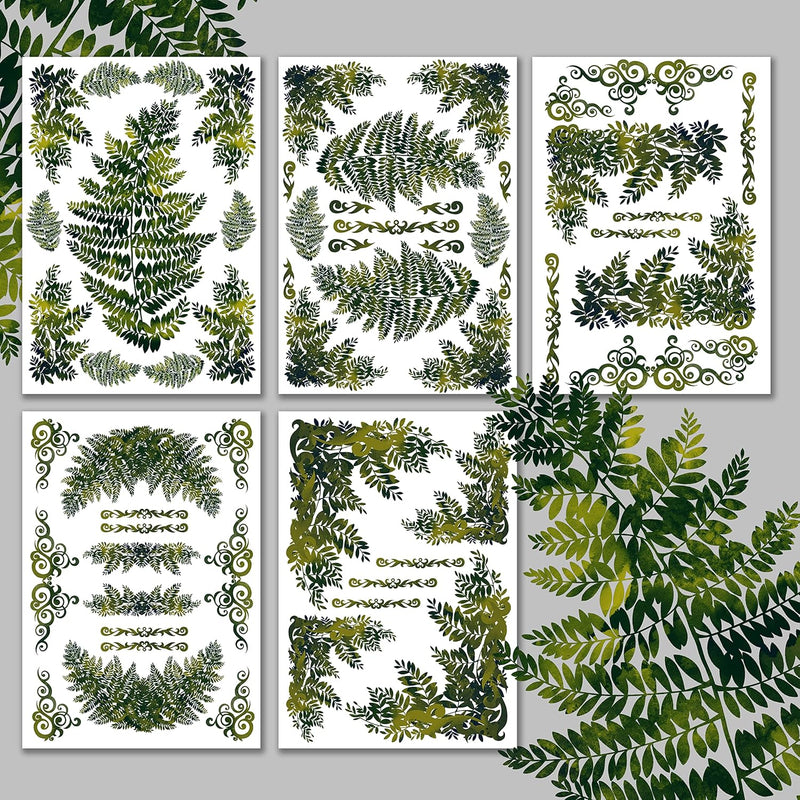 Decoupage Paper Pack (15 Sheets 8"X11") Fern Leaves Hanataba Vintage Art Deco