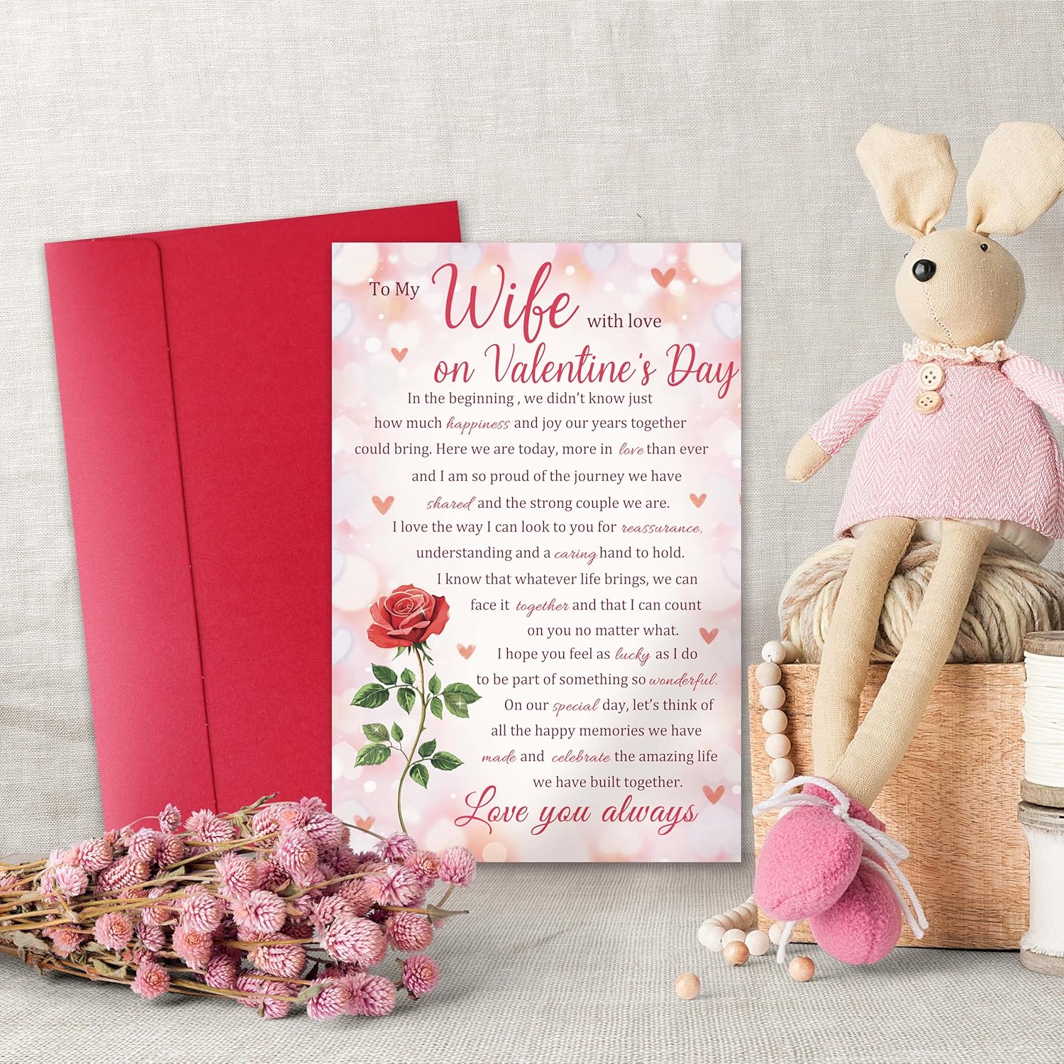 Poem Valentine’S Day Card Gifts For Wife Her, Romantic Husband To Wife Greeting With Heartfelt Message — Anniversary Or Love Card