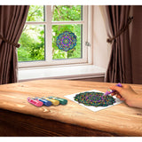 Zorbitz Stained Glass Window Art Clings Diy Kit,8 Clings& 5 Paints,4 Gorgeous,Intricate Mandala Designs,Designed Paint,Removable Clings, Sticks To Any Glass Surface,13 Piece Set,(2680)