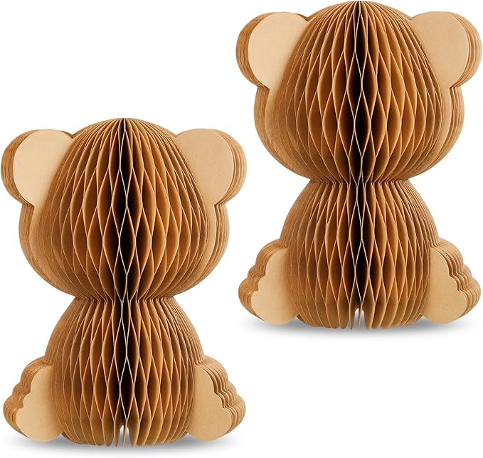 6 Pcs 3D Bear Honeycomb Centerpieces with Magnetic Closure for Baby Shower Party