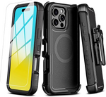 iPhone 16 Pro Max Case with Belt Clip, Magsafe, Screen Protector, Shockproof, Black