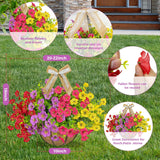 3 Pack Artificial Hanging Flower Baskets With Linen Bows, Decorative Fake Hanging Planters With 36 Pcs Uv Resistant Flowers For Spring Summer Indoor Outdoor Garden Porch Decor(Multicolour)