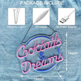 Cocktails and Dreams Neon Sign Dimmable LED Wall Decor for Bar Bedroom Hotel Party Club