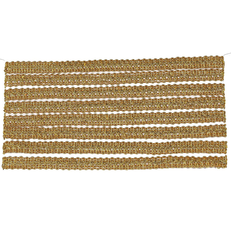 Alshaya Lace Gimp Braid Trim 14.5Yards 0.47In/1.2Cm Gold Metal Fabric Decorati