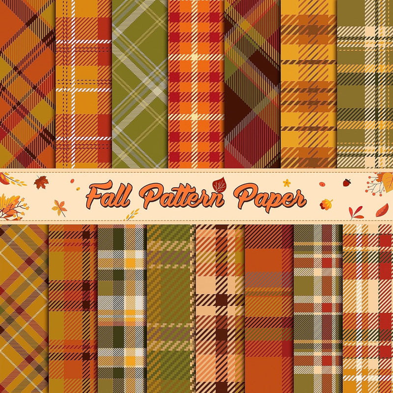 60Pcs Fall Theme Patterned Paper 11’X11’ Autumn Buffalo Plaid Double-Sided Ori