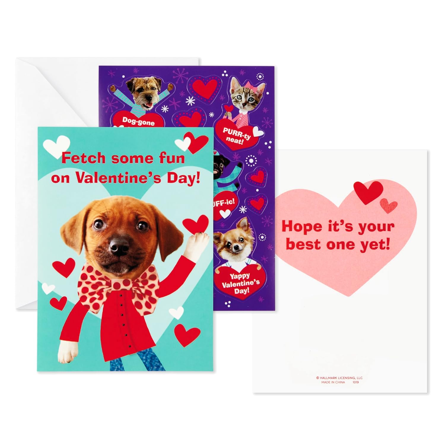 Hallmark Valentines Day Cards and Stickers for Kids School, Puppies and Kittens (24 Classroom Valentines with Envelopes)