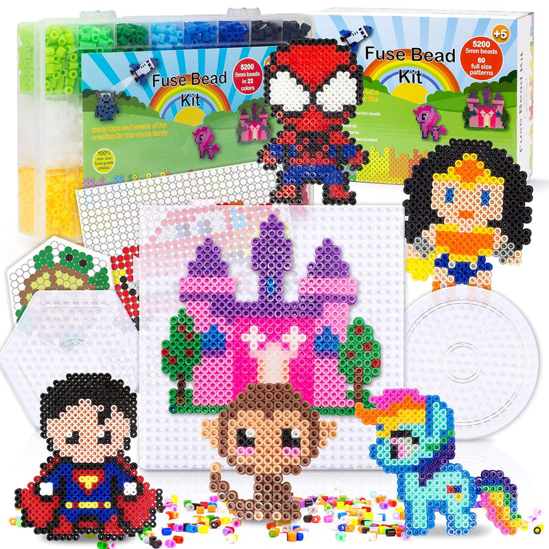 5200 5Mm Fuse Beads Kit For Kids 80 Patterns 3 Pegboards Tweezers Beads Kit Co