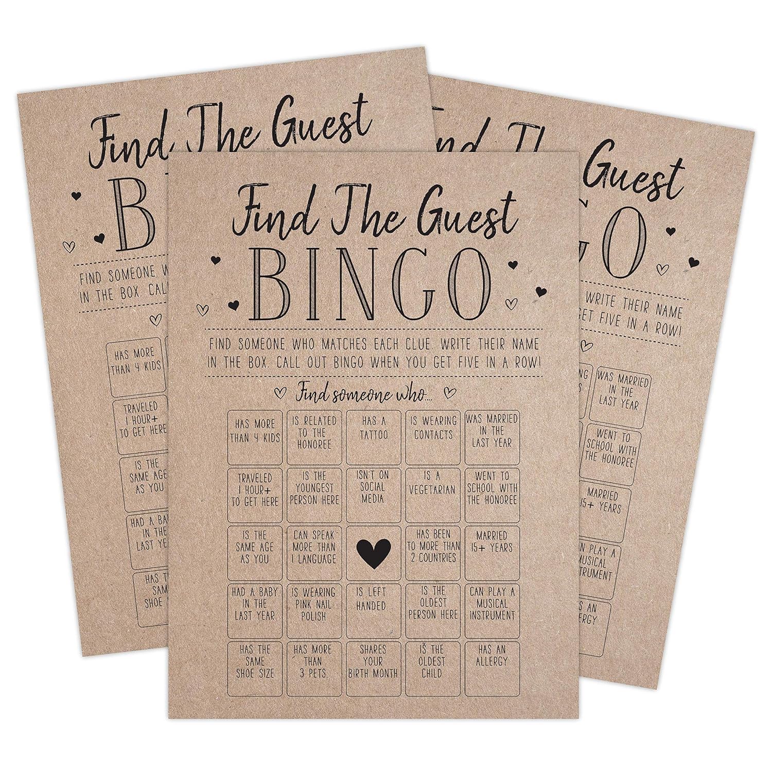 Bridal Shower Games, Find The Guest Bingo, Wedding Shower Game And Activities, 50 Game Cards Included
