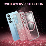 Galaxy S25 Plus 5G Case, MagSafe Compatible, Clear Glitter TPU Bumper, Rose Gold