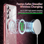 Galaxy S25 Plus 5G Case, MagSafe Compatible, Clear Glitter TPU Bumper, Rose Gold