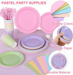 169-Piece Pastel Party Supplies Set for 24 Guests - Plates, Cups, Napkins & More