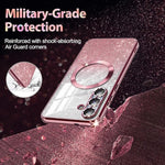 Galaxy S25 Plus 5G Case, MagSafe Compatible, Clear Glitter TPU Bumper, Rose Gold