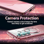 Galaxy S25 Plus 5G Case, MagSafe Compatible, Clear Glitter TPU Bumper, Rose Gold