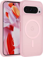 Google Pixel 9/9 Pro Magnetic Matte Shockproof Case, Military-Grade Protection, Pink