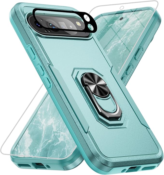 Google Pixel 9 Pro XL Case, 15FT Military Drop Protection, Kickstand & Screen Protector (Green)