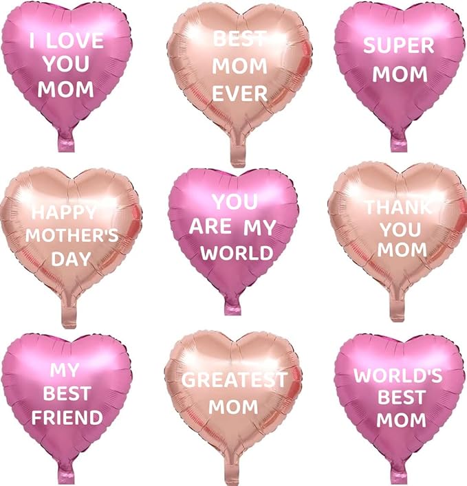 18-Piece Mother’s Day Foil Balloon Set – Rose Gold & Pink Party Decor
