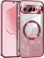 MagSafe-Compatible Google Pixel 9 Pro XL Case, Glitter Sparkle Shockproof, Rose Gold