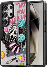 Black Galaxy S25 Ultra case with shockproof 6.6ft drop protection and skeleton design.