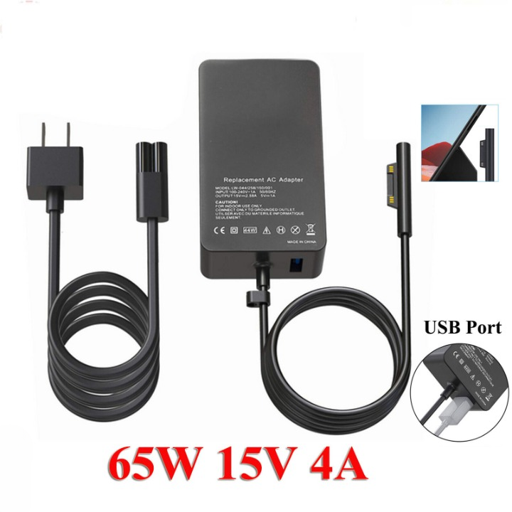 For Microsoft Surface Pro 3 4 5 6 7 X Power Supply 1706 1866 Adapter Charger 65W