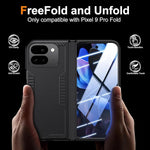 Slim Hinge Stand Case for Google Pixel 9 Pro Fold with Screen Protector & Wireless Charging (Black)