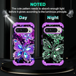 Glow in the Dark Heavy Duty Shockproof Case for Google Pixel 9 Pro XL, Butterfly