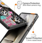 Black Galaxy S25 Ultra case with shockproof 6.6ft drop protection and skeleton design.