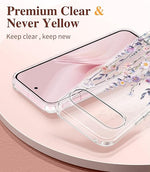 Clear Floral Slim Shockproof Case for Pixel 9/9 Pro + 2X Screen Protector