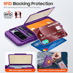 Purple Shockproof Wallet Case for Pixel 9/9 Pro with Card Holder, Kickstand, RFID