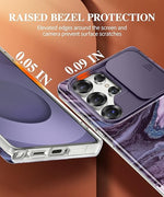 Quicksand marble Galaxy S25 Ultra case with slide camera cover & military protection.