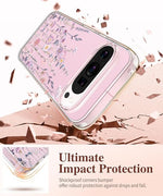 Clear Floral Slim Shockproof Case for Pixel 9/9 Pro + 2X Screen Protector