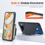 Black Shockproof Wallet Case for Pixel 9/9 Pro, Card Holder, Camera Cover, Kickstand